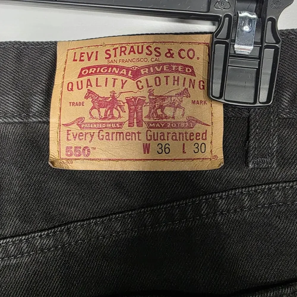 Levi's 550 Mens Relaxed Fit Black Denim Jeans Size 36x30 Mid Rise